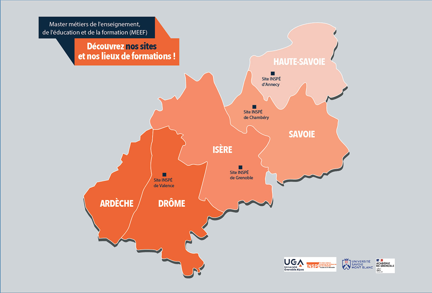 Carte des sites de foramtion - INSPE académie de Grenoble